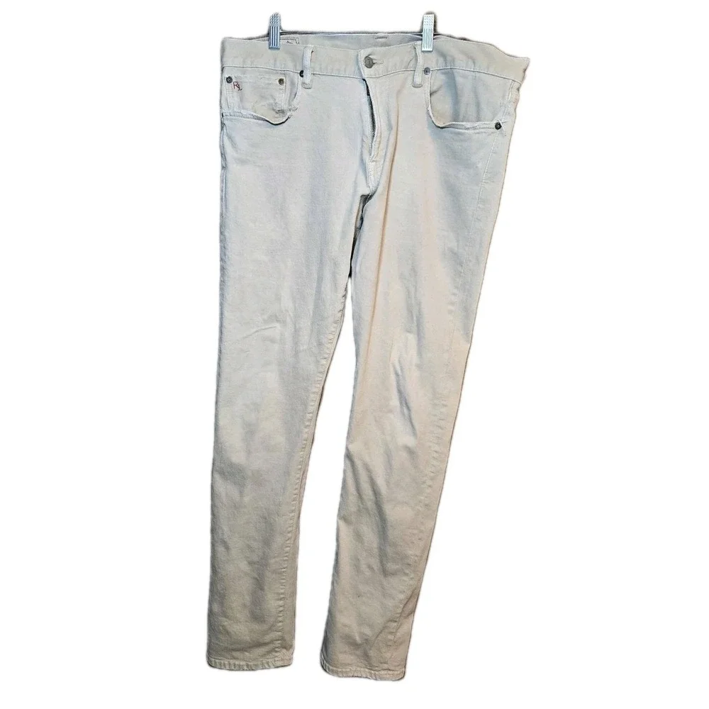 🤍‎ Vintage Polo Ralph Lauren PRL Co. Straight Cream Jeans Men's 36x34 🤍